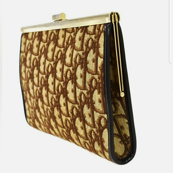 🌬CHRISTIAN DIOR Trotter Pattern Clutch Hand Bag C - Picture 4 of 11
